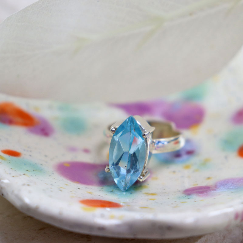 blue topaz silver gemstone ring