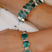 emerald quartz sterling silver bracelet