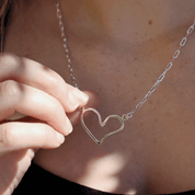 heart sterling silver paperclip chain necklace
