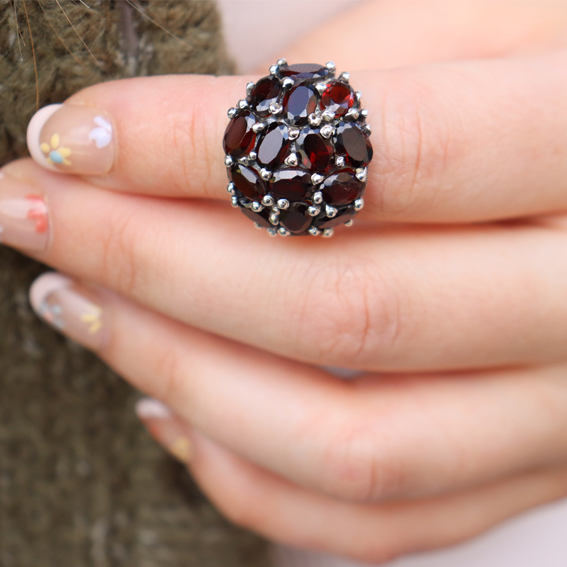 garnet sterling silver gemstone ring