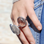 black rutilated quartz silver gemstone ring