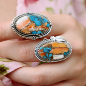 oyster turquoise sterling silver gemstone ring