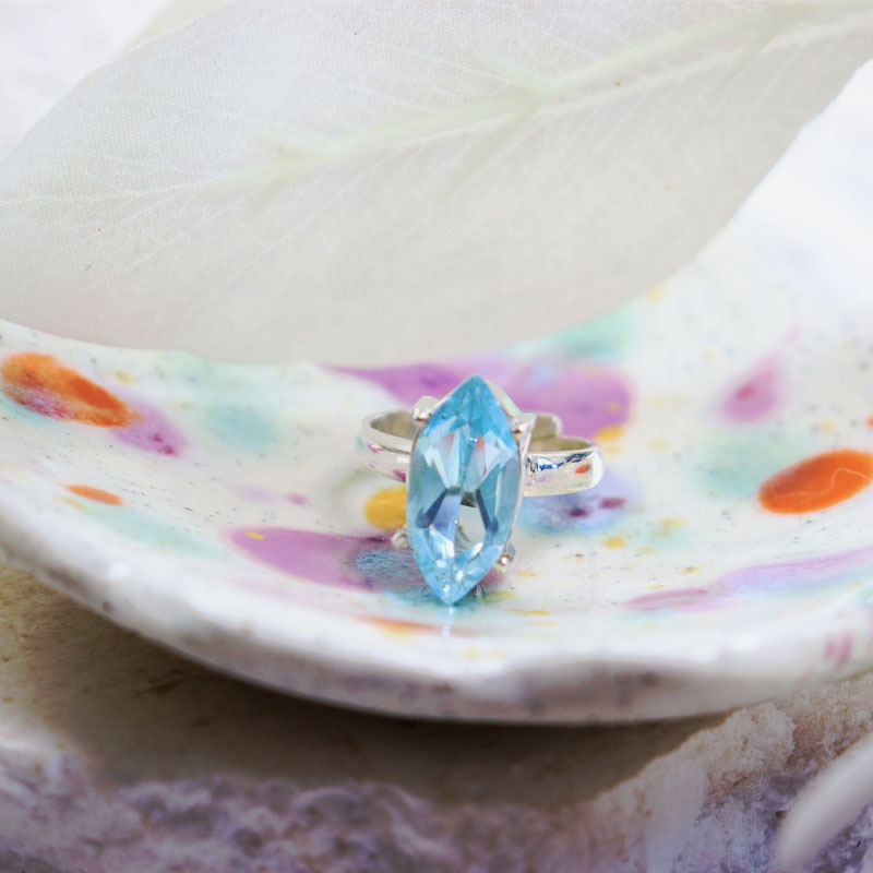 blue topaz silver gemstone ring