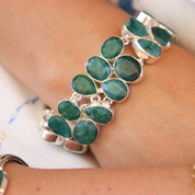 emerald quartz sterling silver bracelet