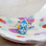 blue topaz silver gemstone ring