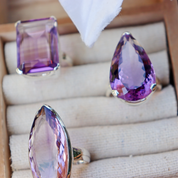 amethyst teardrop silver gemstone ring