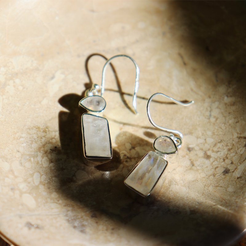 moonstone sterling silver gemstone earrings