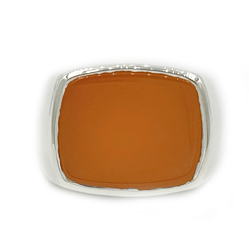 orange carnelian silver gemstone ring