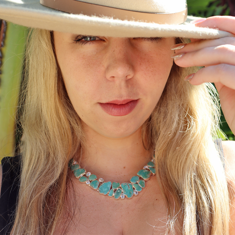 chunky turquoise sterling silver gemstone necklace