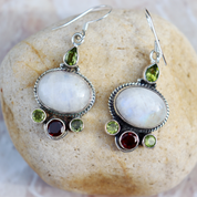 moonstone peridot garnet sterling silver gemstone earrings