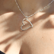 sterling silver heart paperclip necklace