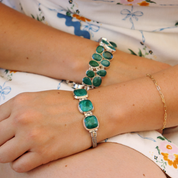 emerald quartz sterling silver bracelet
