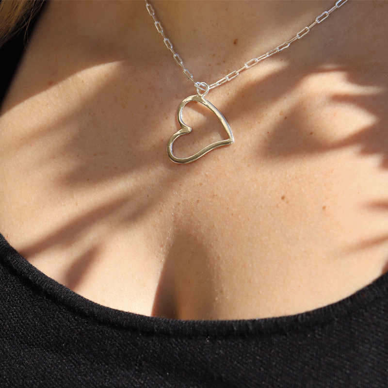 sterling silver heart paperclip necklace