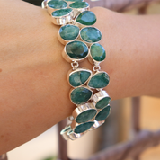 emerald quartz sterling silver bracelet