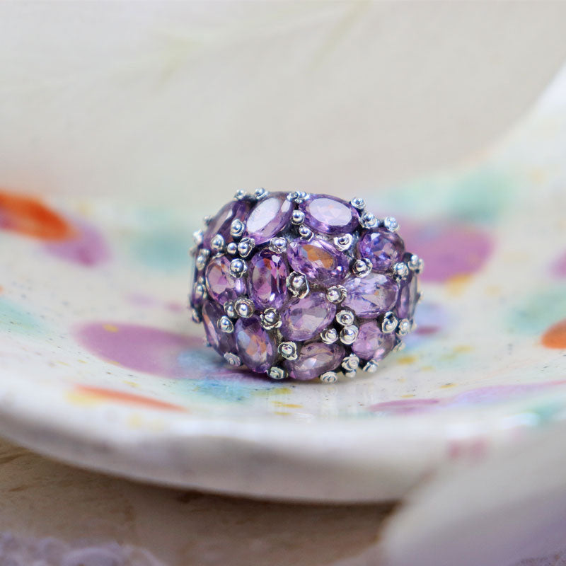 amethyst silver gemstone ring