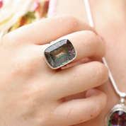 rectangle mystic topaz sterling silver ring