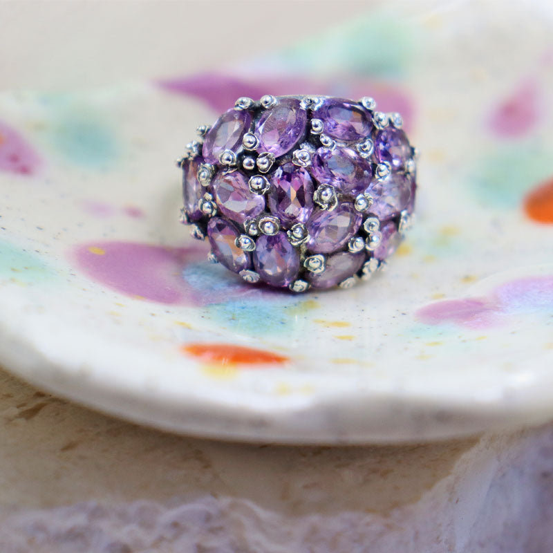 amethyst silver gemstone ring