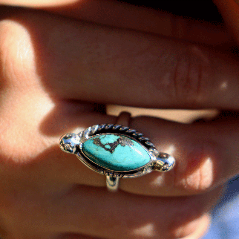 navarjo turquoise sterling silver gemstone ring