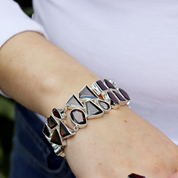 garnet sterling silver emerald cut gemstone bracelet
