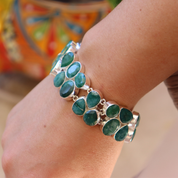emerald quartz sterling silver bracelet