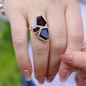 garnet sterling silver gemstone ring