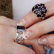 garnet sterling silver gemstone ring