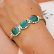 emerald quartz sterling silver gemstone bracelet