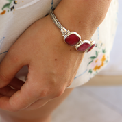 ruby quartz sterling silver gemstone bracelet