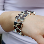 garnet sterling silver emerald cut gemstone bracelet