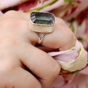rectangle mystic topaz sterling silver ring