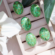 green copper turquoise silver gemstone ring