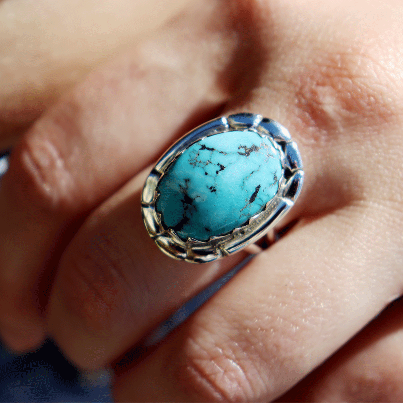 navajo turquoise sterling silver gemstone ring