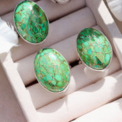 green copper turquoise silver gemstone ring