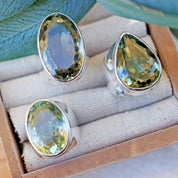 big green amethyst silver ring