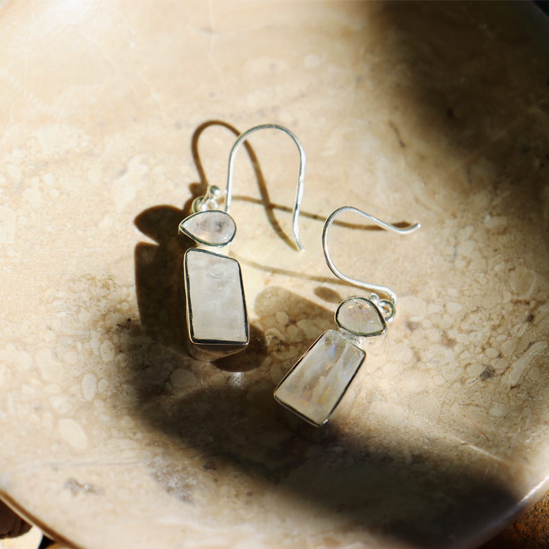 moonstone sterling silver gemstone earrings
