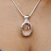 large clear quartz sterling silver gemstone pendant