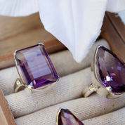 amethyst teardrop silver gemstone ring
