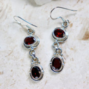 garnet silver gemstone earrings
