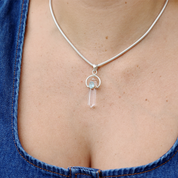 blue topaz clear quartz sterling silver gemstone necklace
