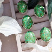 green copper turquoise silver gemstone ring