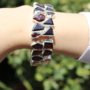 garnet sterling silver emerald cut gemstone bracelet