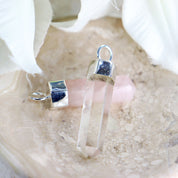 clear quartz silver point gemstone pendant