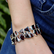 garnet sterling silver emerald cut gemstone bracelet