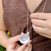 round clear quartz sterling silver gemstone pendant