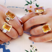 citrine square emerald cut sterling silver gemstone ring