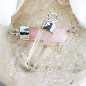 clear quartz silver point gemstone pendant