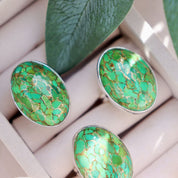 green copper turquoise silver gemstone ring