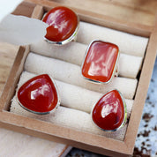 carnelian silver gemstone ring