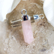 rose quartz silver point crystal pendant