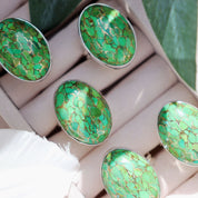 green copper turquoise silver gemstone ring